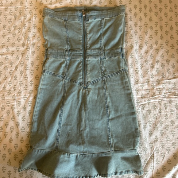 Bebe size 6 strapless stretchy denim bodycon dress - Picture 2 of 8